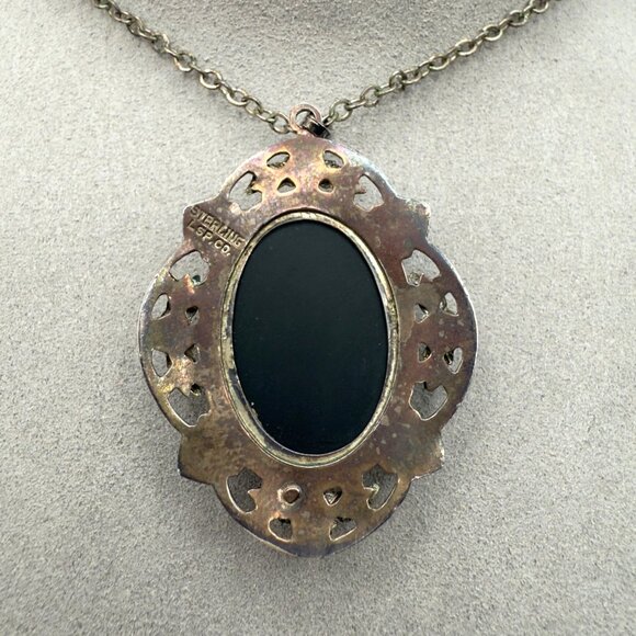 Vintage LS Peterson Sterling 12K GF Mourning Pendant Necklace 18"L - Picture 4 of 14